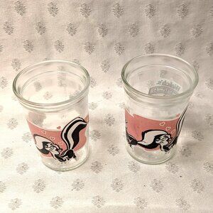 2 Pepe le Pew and Penelope Jelly Glasse